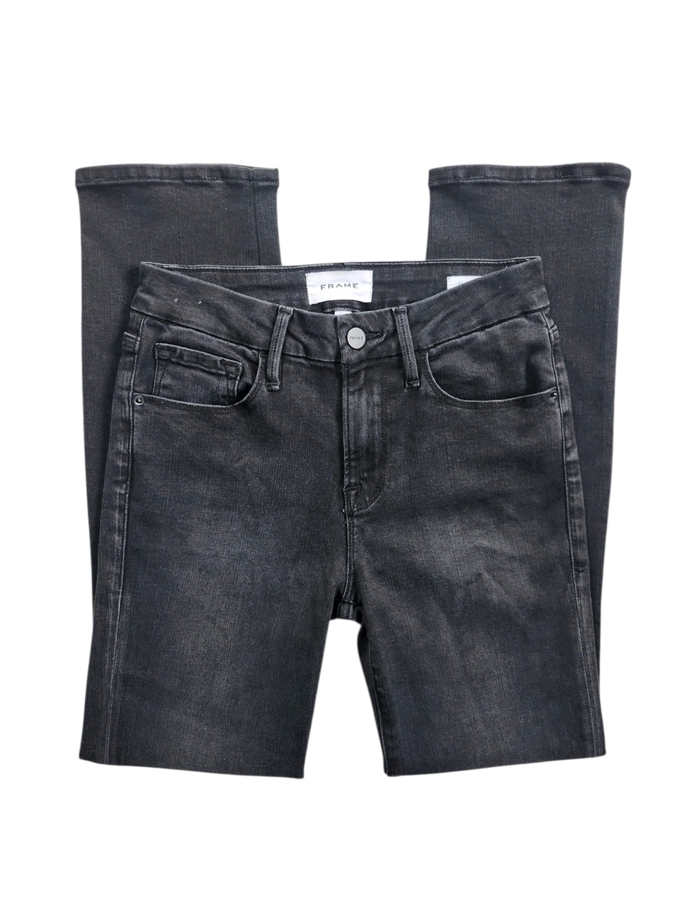 FRAME Le Crop Mini Boot Jeans In Black Wash - Picture 3 of 8